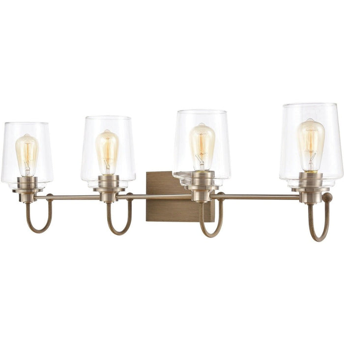 Bakersfield Light Wood, Satin Nickel Vanity Light