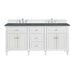 Lorelai 72" Double Vanity, Bright White w/ Single Hole 3 CM White Zeus Silestone Top & Backsplash