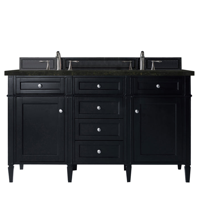 Brittany 60" Double Vanity, Black Onyx, w/ 3 CM Phantome Eclos Top