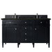 Brittany 60" Double Vanity, Black Onyx, w/ 3 CM Phantome Eclos Top