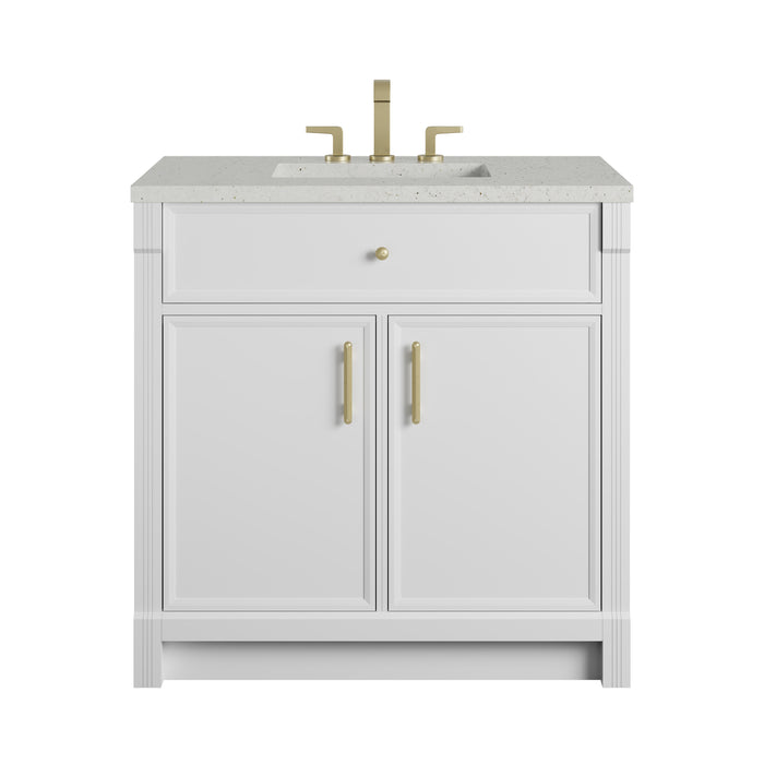 Bellshire 36" Single Vanity, Bright White w/ 3 CM Lime Delight Silestone Top