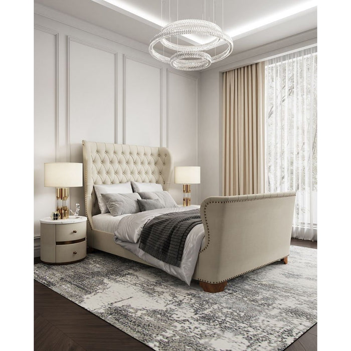 Manhattan Comfort Lola Ivory Queen Bed