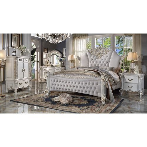 Acme Furniture Vendome Cal King Bed - Hb in PU & Antique Pearl Finish BD01334CK1