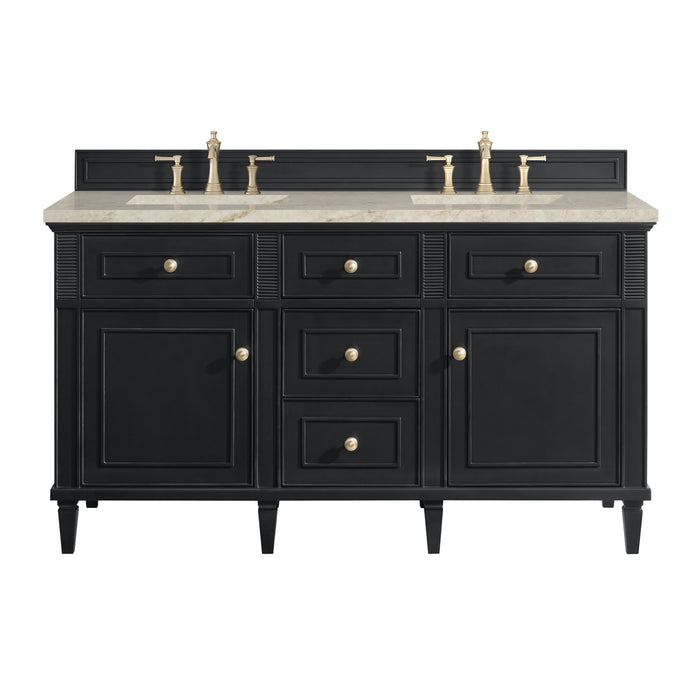 Lorelai 60" Double Vanity, Black Onyx, w/ 3 CM Tajnar Eclos Top