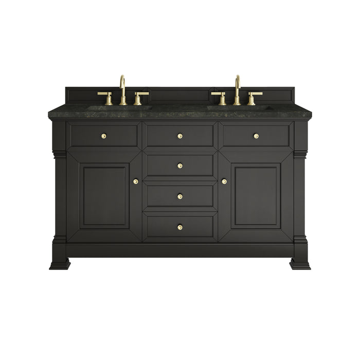 Brookfield 60" Double Vanity, Black Onyx, w/ 3 CM Phantome Eclos Top