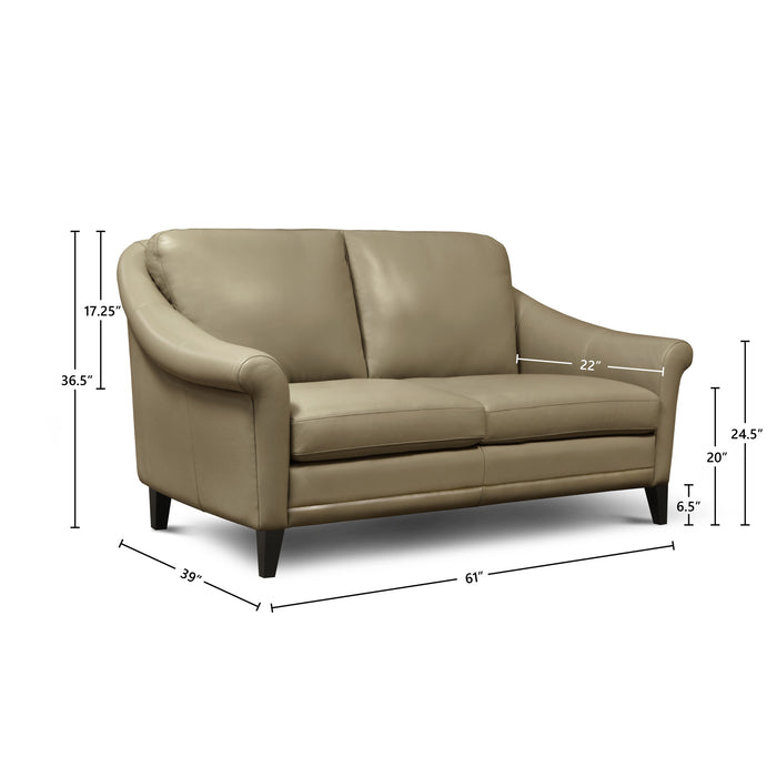 GTR Sienna Beige Leather Midcentury Loveseat