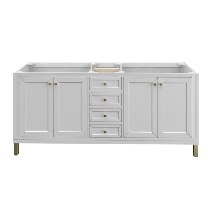 Chicago 72" Double Vanity, Walnut Whisper, w/ 3 CM Eternal Jasmine Pearl Silestone® Top