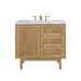 Laurent 36" Single Vanity, Light Natural Oak w/ 3 CM Carrara Marble Top