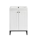 Chianti 24" Single Vanity, Glossy White, Matte Black, w/ White Glossy Composite Stone Top