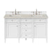 Brittany 60" Double Vanity, Victory Blue w/ 3 CM Eternal Jasmine Pearl Silestone Top w/FreePower Wireless Charger