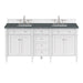 Brittany 72" Double Vanity, Bright White Vanity w/ Single Hole 3 CM White Zeus Silestone Top & Backsplash