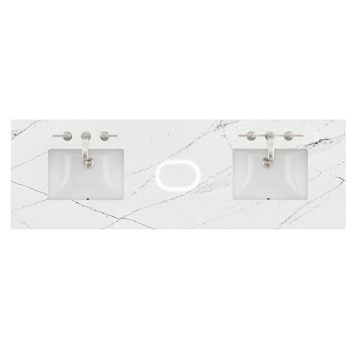 72" Double Top, 3 CM Ethereal Noctis Silestone w/ Sink & FreePower Wireless Charger (040)