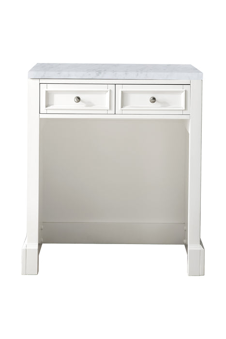 De Soto 30" Countertop Unit, Bright White w/ 3 CM Carrara Marble Top