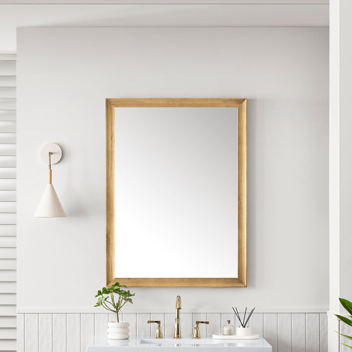 James Martin Glenbrooke 30" Mirror in Light Natural Oak, shown in a bathroom setting