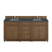 Bristol 72" Double Vanity, Saddle Brown w/ Single Hole 3 CM White Zeus Silestone Top & Backsplash
