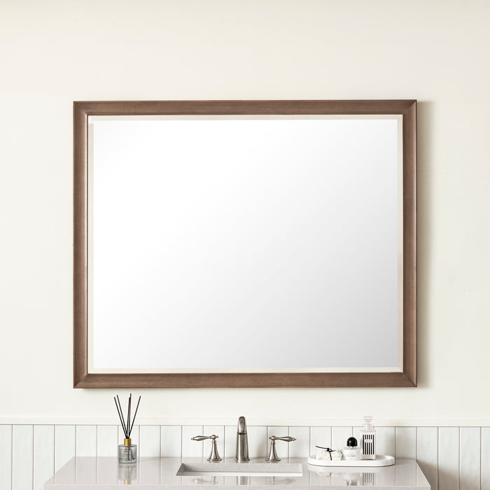 James Martin Glenbrooke 48" Mirror in Whitewashed Walnut, shown in a bathroom setting