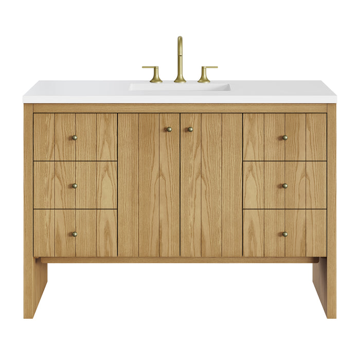 Hudson 48" Single Vanity, Light Natural Oak w/ 3 CM Lime Delight Top