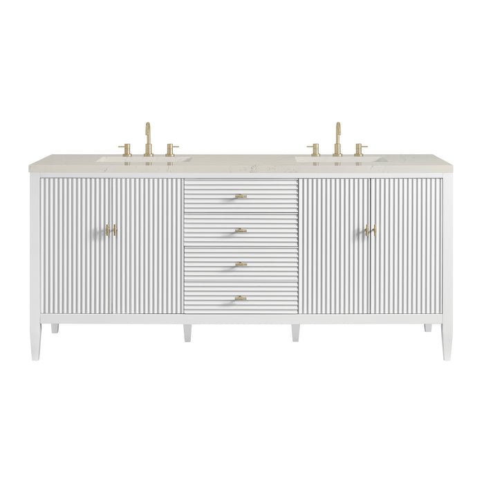 Myrrin 72" Vanity, Bright White, w/ 3 CM Siberian Silestone Top