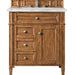 Brittany 30" Single Vanity, Saddle Brown w/ 3 CM Carrara Marble Top
