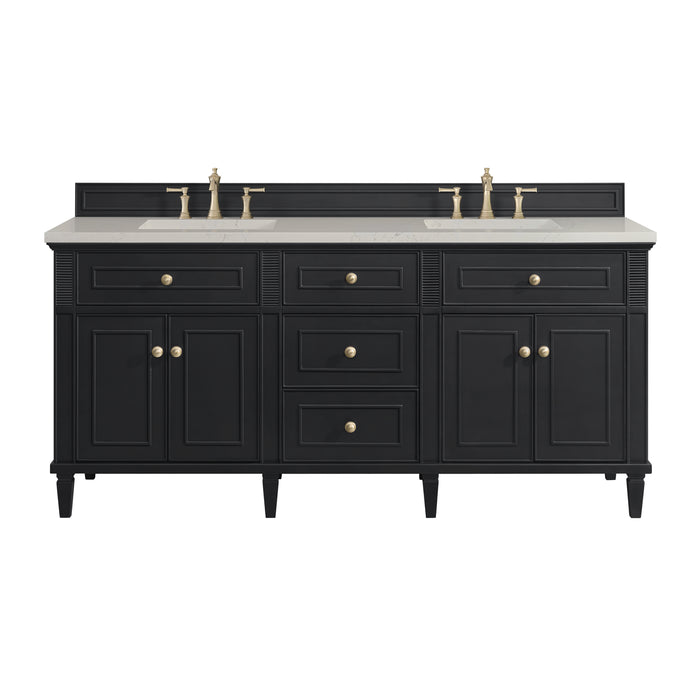 Lorelai 72" Double Vanity, Black Onyx, w/ 3 CM Siberian Silestone Top