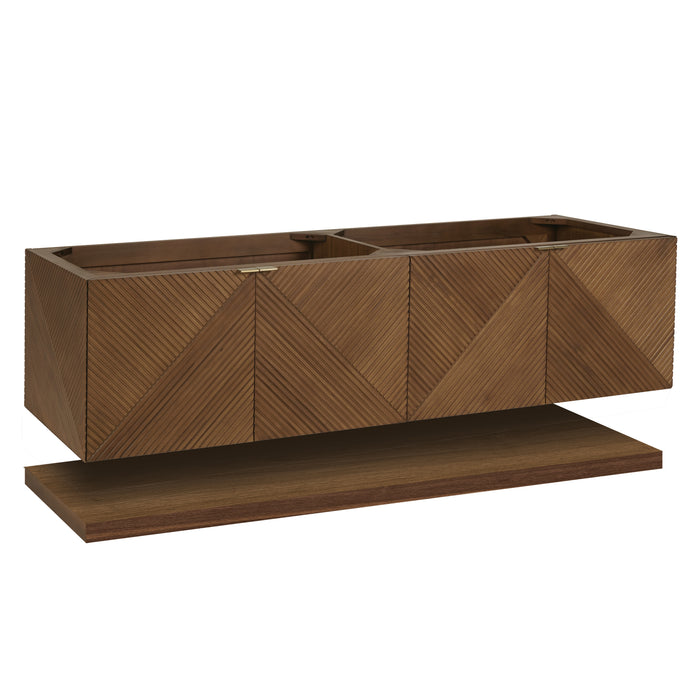 Marcello 72" Double Vanity, Chestnut w/ 3 CM Eternal Jasmine Pearl Top w/FreePower Wireless Charger