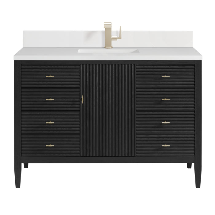Myrrin 48" Single Vanity, Bright White w/ 3 CM Eternal Jasmine Pearl Silestone Top w/FreePower Wireless Charger