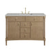Kinnsden 48" Single Vanity, Sable Oak w/ 3 CM Tajnar Eclos Top w/FreePower Wireless Charger