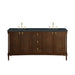 Kinnsden 72" Double Vanity, Sable Oak w/ 3 CM Charcoal Soapstone Silestone Top