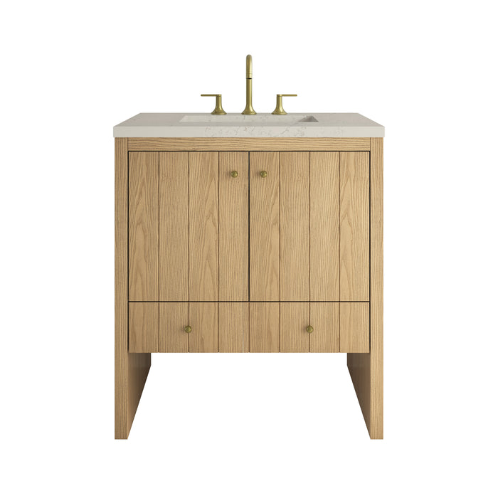 Hudson 30" Single Vanity, Light Natural Oak w/ 3 CM Siberian Silestone Top