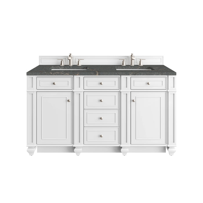 Bristol 60" Double Vanity, Bright White w/ 3 CM Parisien Bleu Silestone Top