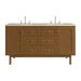 Laurent 60" Double Vanity, Honey Oak w/ 3 CM Tajnar Eclos Top