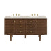 Amberly 60" Double Vanity, Mid-Century Walnut, w/ 3 CM Siberian Silestone Top