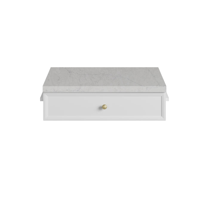 Bellshire 24" Drawer Unit, Bright White w/ 3 CM Eternal Jasmine Pearl Silestone Top
