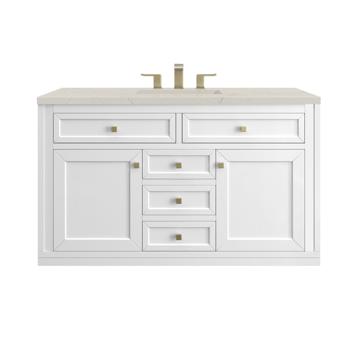 Chicago 48" Single Vanity, Walnut Whisper, w/ 3 CM Victorian Silver Silestone® Top