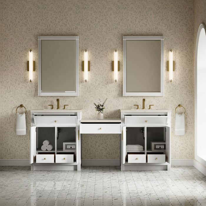 James Martin Vanities Bellshire 84" Dual Vanity Set with 24" Make-Up Counter