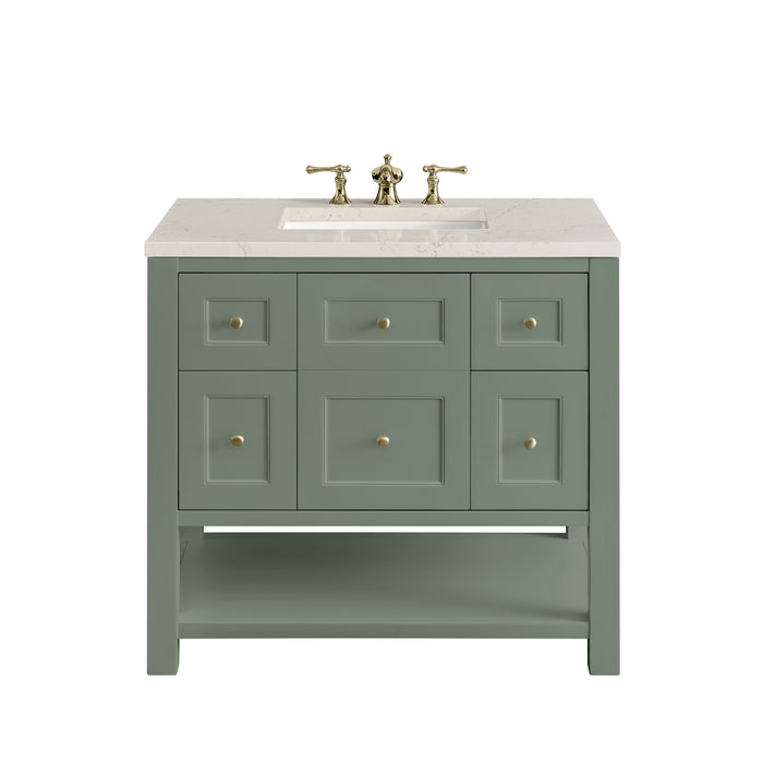 Breckenridge 36" Single Vanity, Smokey Celadon, w/ 3 CM Siberian Silestone Top