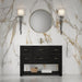 Lucian 48" Single Vanity, Pebble Oak w/ 3 CM White Zeus Silestone Widespread Top