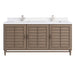 Portland 72" Double Vanity Whitewashed Walnut w/ Single Hole 3 CM White Zeus Silestone Top & Backsplash