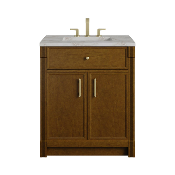 Bellshire 30" Single Vanity, Honey Oak w/ 3 CM Victorian Silver Silestone Top