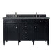 Brittany 60" Double Vanity, Black Onyx w/ 3 CM Parisien Bleu Silestone Top w/FreePower Wireless Charger