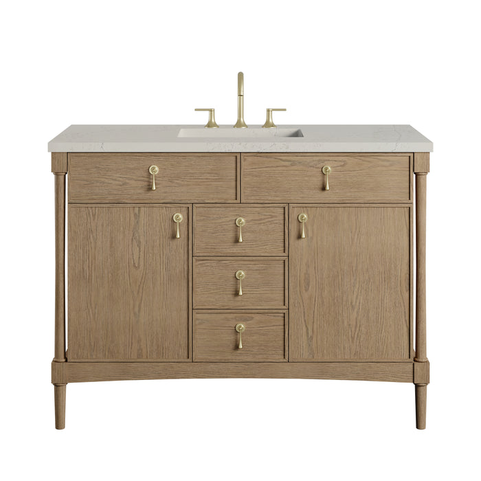 Kinnsden 48" Single Vanity, Weathered Oak w/ 3 CM Charcoal Soapstone Silestone Top