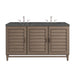 Portland 60" Double Vanity Whitewashed Walnut w/ 3 CM Parisien Bleu Silestone Top