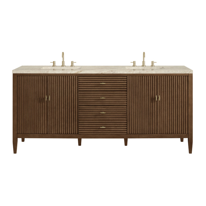Myrrin 72" Double Vanity, Carbon Oak w/ 3 CM Victorian Silver Silestone Top w/FreePower Wireless Charger