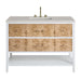 Olena 48" Single Vanity, Light Mappa Burl and Polished White, w/ 3 CM Siberian Silestone Top