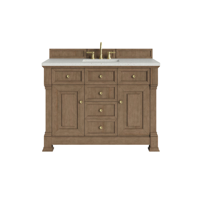 Brookfield 48" Single Vanity, Honey Oak w/ 3 CM Eternal Jasmine Pearl Silestone Top w/ FreePower Wireless Charger