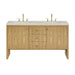 Hudson 60" Double Vanity, Light Natural Oak w/ 3 CM Charcoal Soapstone Top