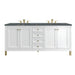 Chicago 72" Double Vanity, Glossy White, w/ 3 CM Parisien Bleu Silestone® Top