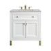 Chicago 30" Single Vanity, Glossy White, w/ 3 CM Victorian Silver Silestone® Top