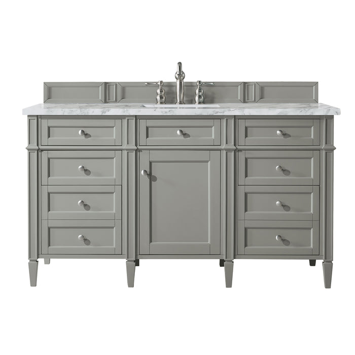 Brittany 60" Single Vanity, Smokey Celadon, w/ 3 CM Tajnar Eclos Top