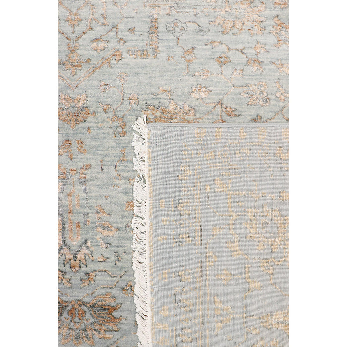 Pasargad Home Transitional Collection Hand Knotted Bsilk & Wool Area Rug, 7' 9" X 10' 0", Blue/Gold pdc-2779 8x10